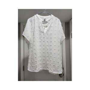 B White Blouse with Embrodered Polkadots